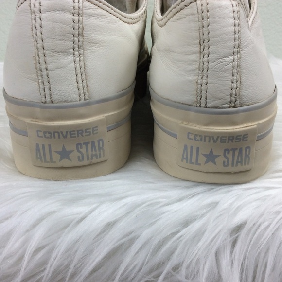 Converse white leather platform sneakers. Cute! - Picture 4 of 8
